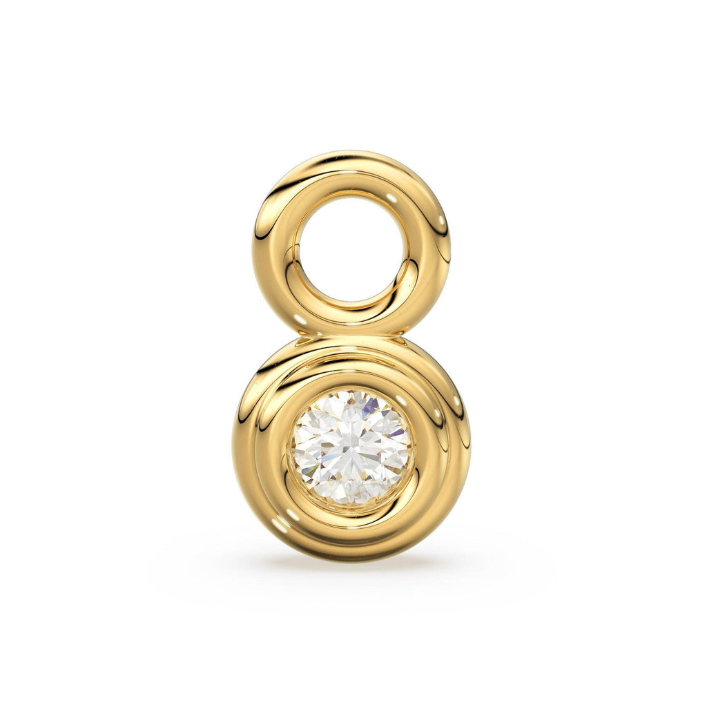 Tiny Petite Round Diamond Bezel Charm 7mm Pendant / 14k 18k Solid Gold Pendant / Diamond Pendant / Solitaire Diamond Charm / Sale - Jalvi & Co.