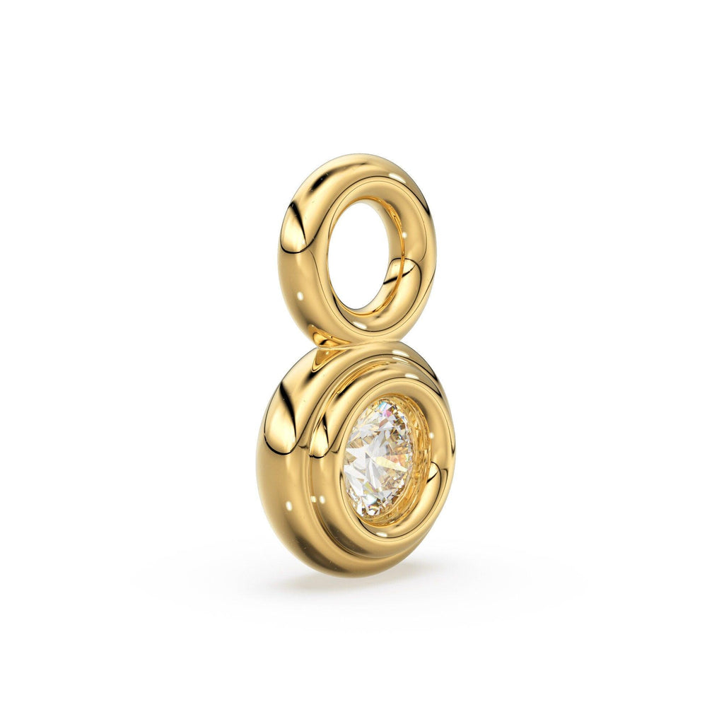 Tiny Petite Round Diamond Bezel Charm 7mm Pendant / 14k 18k Solid Gold Pendant / Diamond Pendant / Solitaire Diamond Charm / Sale - Jalvi & Co.