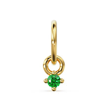 Load image into Gallery viewer, Tiny Round Emerald Solid Gold Charm Pendant / Emeerald 14k Gold Jewelry Finding / Gemstone Charm / May Birthstone Gold Pendant - Jalvi &amp; Co.