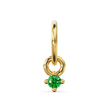 Tiny Round Emerald Solid Gold Charm Pendant / Emeerald 14k Gold Jewelry Finding / Gemstone Charm / May Birthstone Gold Pendant