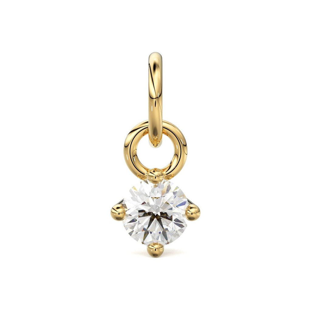 Tiny Round Solitaire Diamond 14k 18k Solid Gold Charm Pendant Jewelry Finding / Diamond Charm / Diamond Pendant - Jalvi & Co.