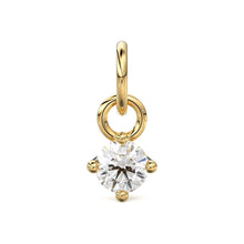 Load image into Gallery viewer, Tiny Round Solitaire Diamond 14k 18k Solid Gold Charm Pendant Jewelry Finding / Diamond Charm / Diamond Pendant - Jalvi &amp; Co.