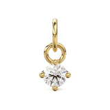 Tiny Round Solitaire Diamond 14k 18k Solid Gold Charm Pendant Jewelry Finding / Diamond Charm / Diamond Pendant