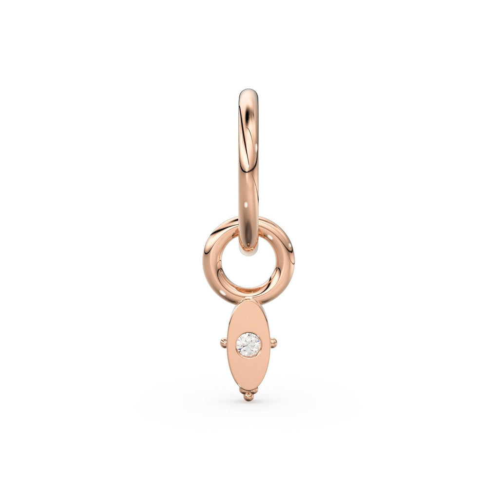 Tiny Single Diamond Marquise Charm Pendant / 14k 18k Solid Gold Pendant / Diamond Charm / Petite Charm / Sale - Jalvi & Co.