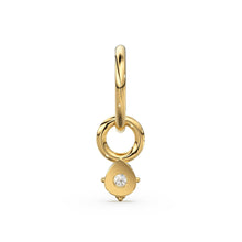 Load image into Gallery viewer, Tiny Single Diamond Pear Charm Pendant / 14k 18k Solid Gold Pendant / Diamond Charm / Petite Charm / Sale - Jalvi &amp; Co.