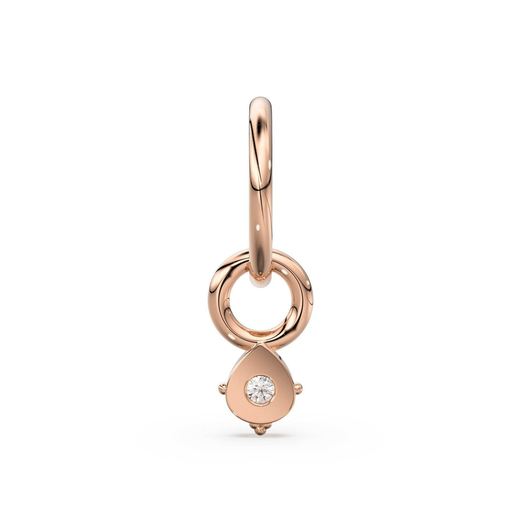 Tiny Single Diamond Pear Charm Pendant / 14k 18k Solid Gold Pendant / Diamond Charm / Petite Charm / Sale - Jalvi & Co.