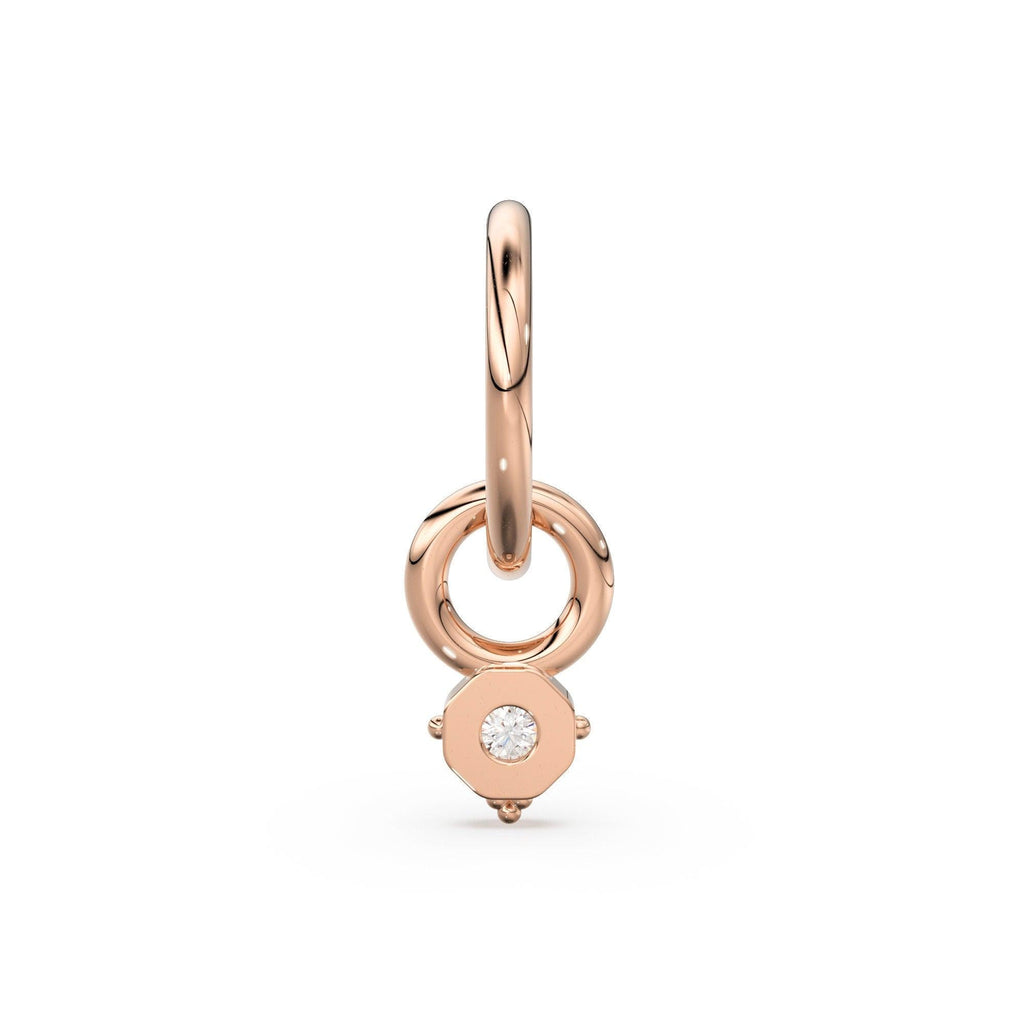 Tiny Single Diamond Square Charm Pendant / 14k 18k Solid Gold Pendant / Diamond Charm / Petite Charm - Jalvi & Co.