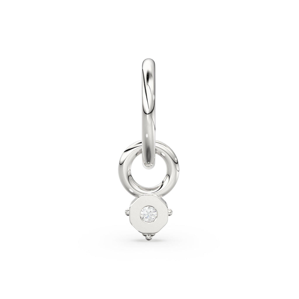 Tiny Single Diamond Square Charm Pendant / 14k 18k Solid Gold Pendant / Diamond Charm / Petite Charm - Jalvi & Co.