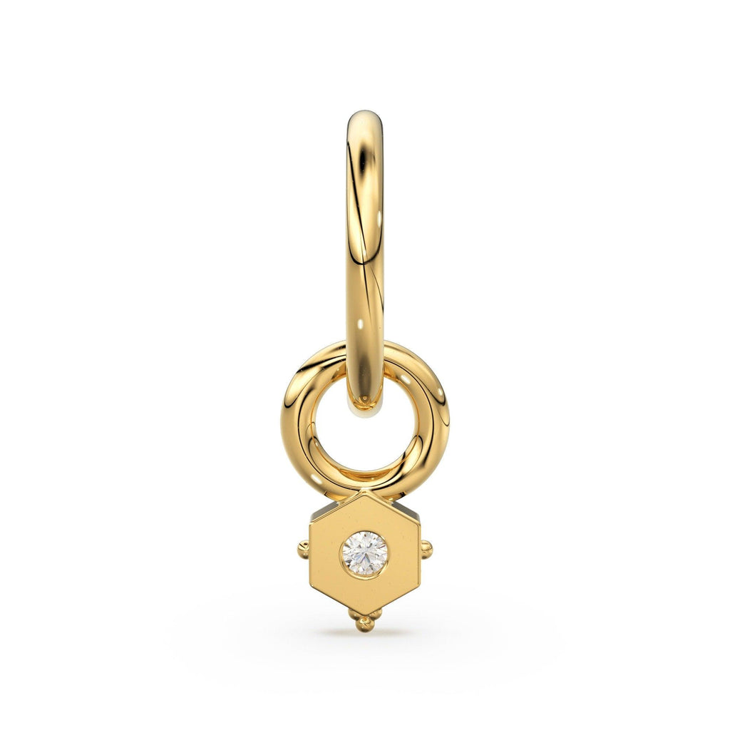 Tiny Single Diamond Square Charm Pendant / 14k 18k Solid Gold Pendant / Diamond Charm / Petite Charm / Sale - Jalvi & Co.