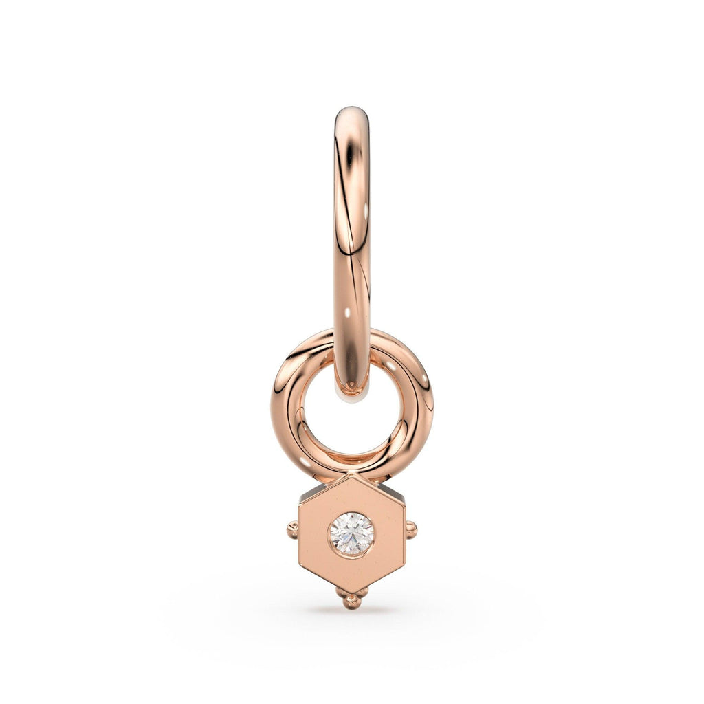 Tiny Single Diamond Square Charm Pendant / 14k 18k Solid Gold Pendant / Diamond Charm / Petite Charm / Sale - Jalvi & Co.