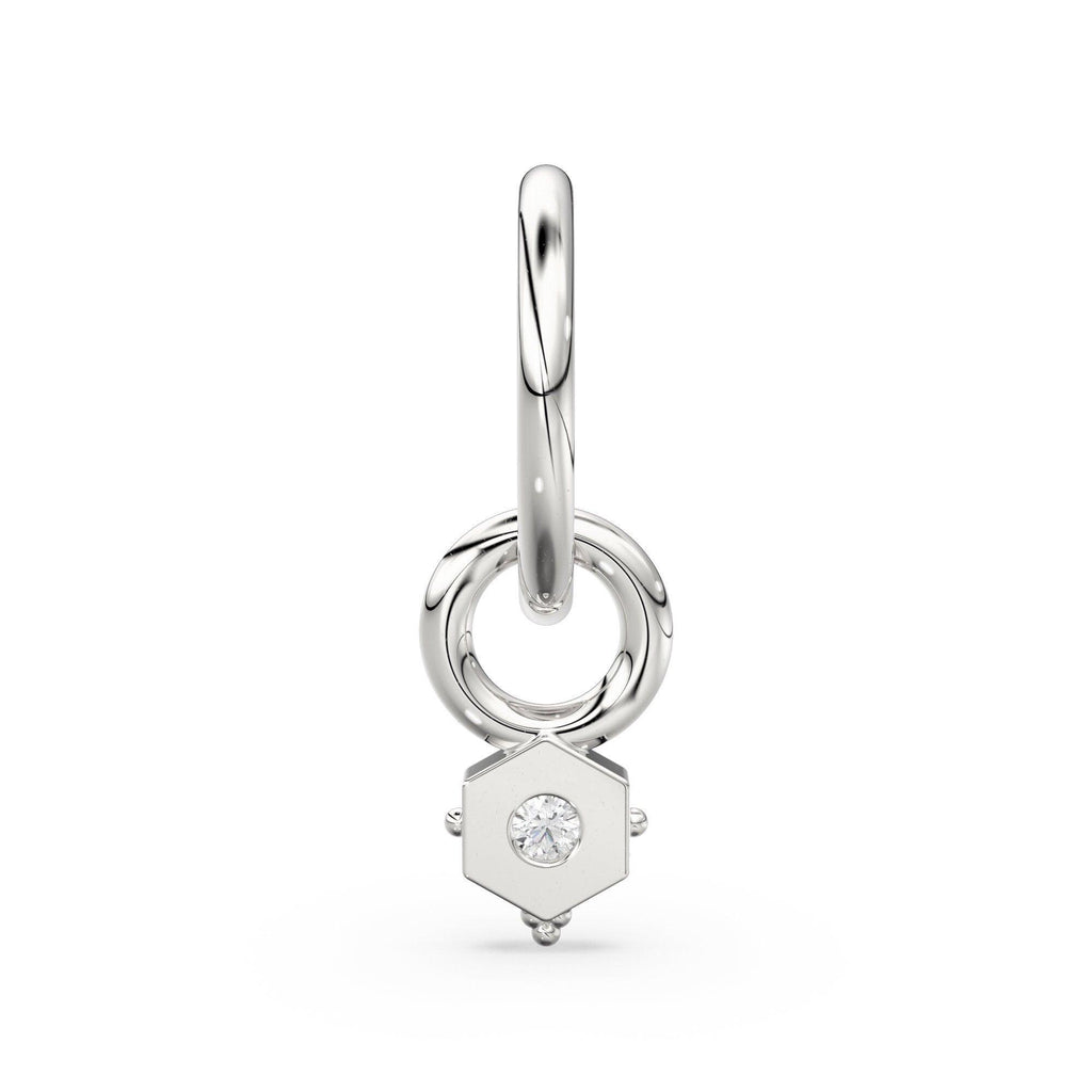 Tiny Single Diamond Square Charm Pendant / 14k 18k Solid Gold Pendant / Diamond Charm / Petite Charm / Sale - Jalvi & Co.