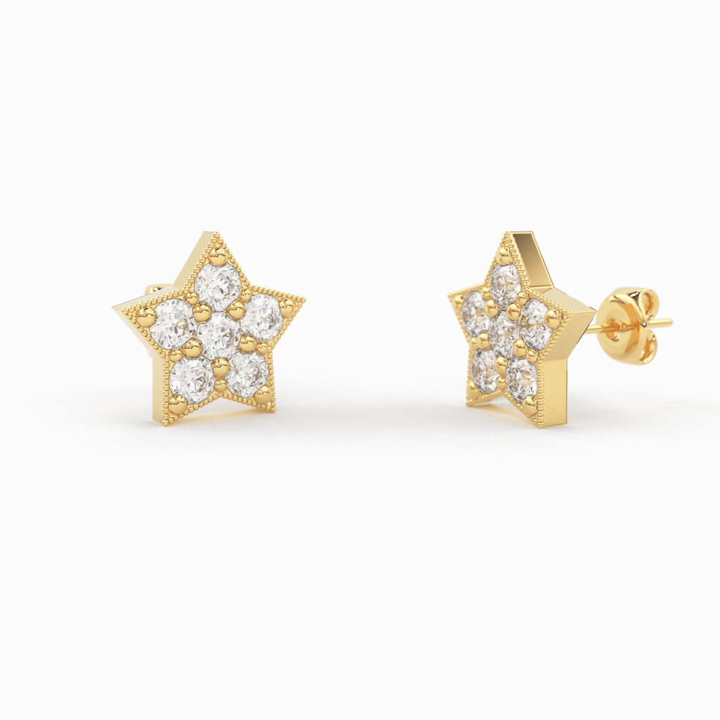 Tiny Star Earrings/ Diamond Star Earrings in 14k Solid Gold/ Tiny Diamond Earrings/ Tiny Stud Earrings/ Tiny Diamond Studs/ Holiday Sale - Jalvi & Co.