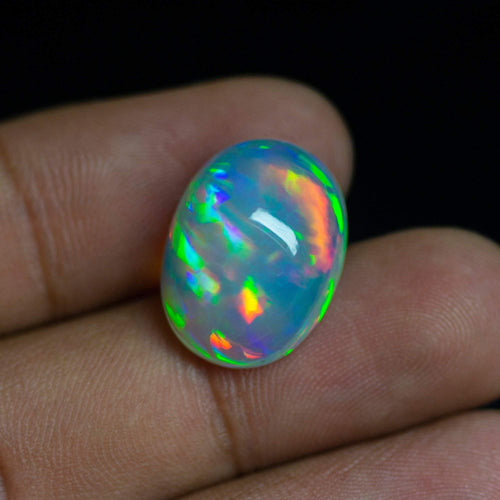 Top Quality AAA Grade Natural Welo Ethiopian Fire Opal Smooth Oval Honey Comb Texture Cabochon 12.90ct 18.5x14x9.5mm - Jalvi & Co.