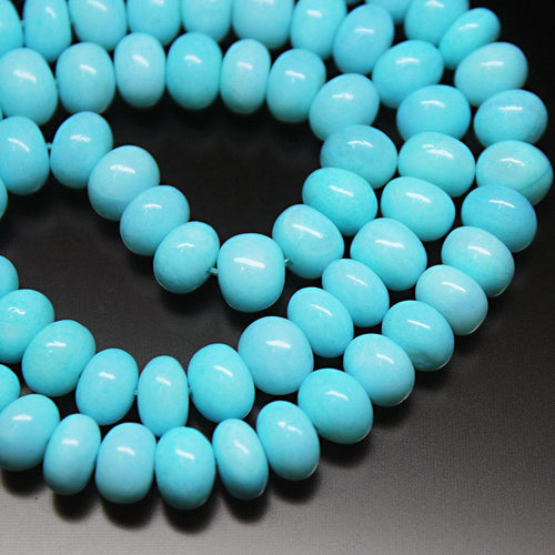 Treated Peruvian Blue Opal Smooth Rondelle Craft Gemstone Loose Beads 6mm 12