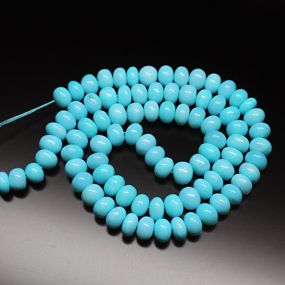 Treated Peruvian Blue Opal Smooth Rondelle Craft Gemstone Loose Beads 6mm 12" - Jalvi & Co.