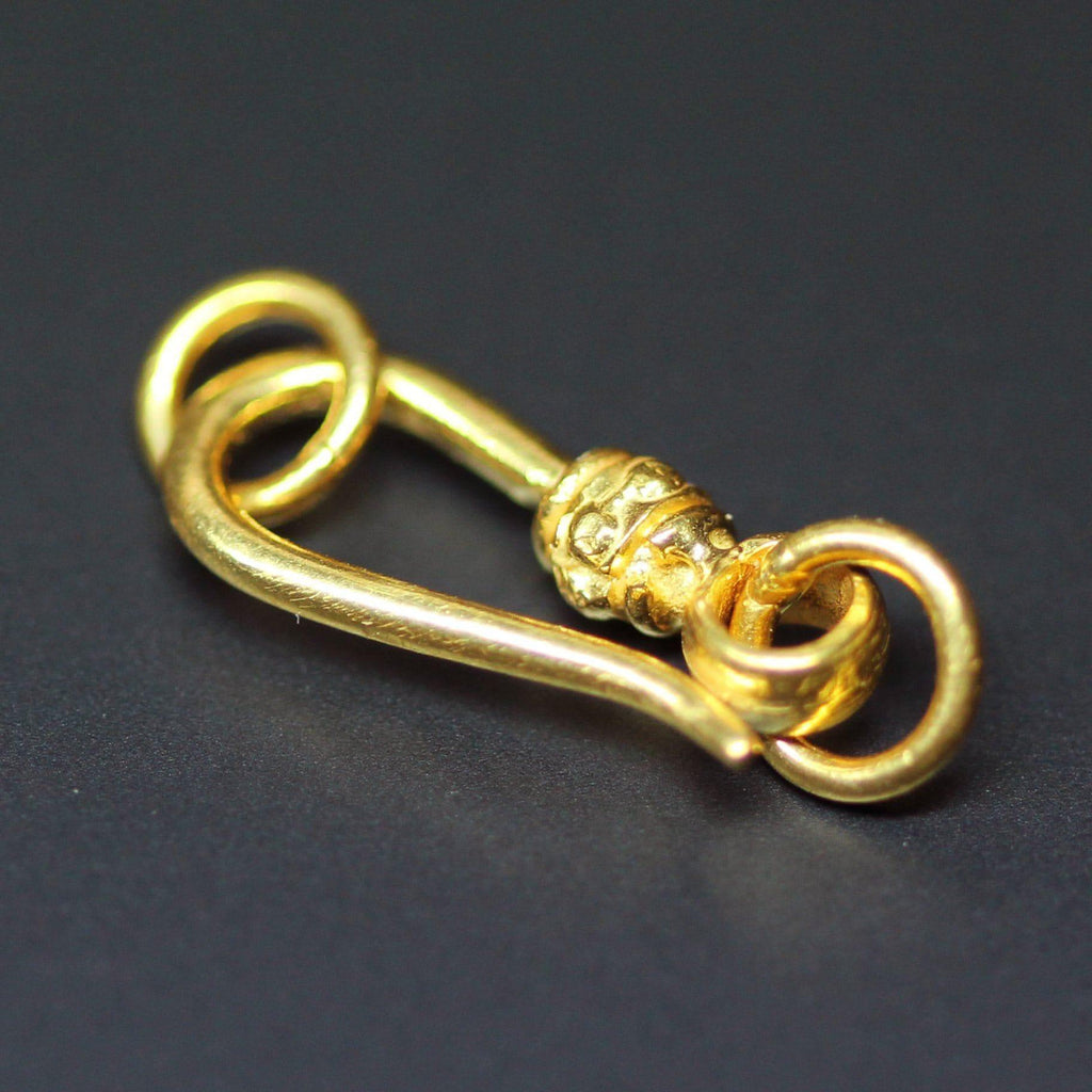 Tribal Hook 18k Solid Gold Clasp Handmade Old Fashioned 11mm x 5mm - Jalvi & Co.