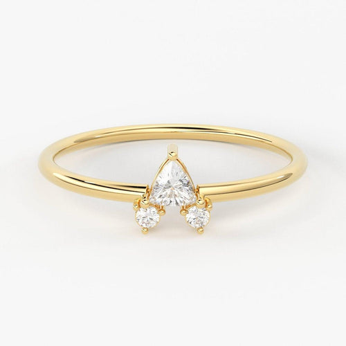 Trillion Diamond Band / 14k Gold Trillion Diamond Women's Wedding Ring / Round and Trillion Diamond Ring / Gold Ring / Gift for her - Jalvi & Co.