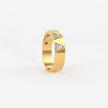 Load image into Gallery viewer, Trillion Diamond Ring / 5 Stone Trillion Wedding Band / Unique Trilliant Ring / Triangle Diamond Band / Real Diamond Solid Gold Ring - Jalvi &amp; Co.