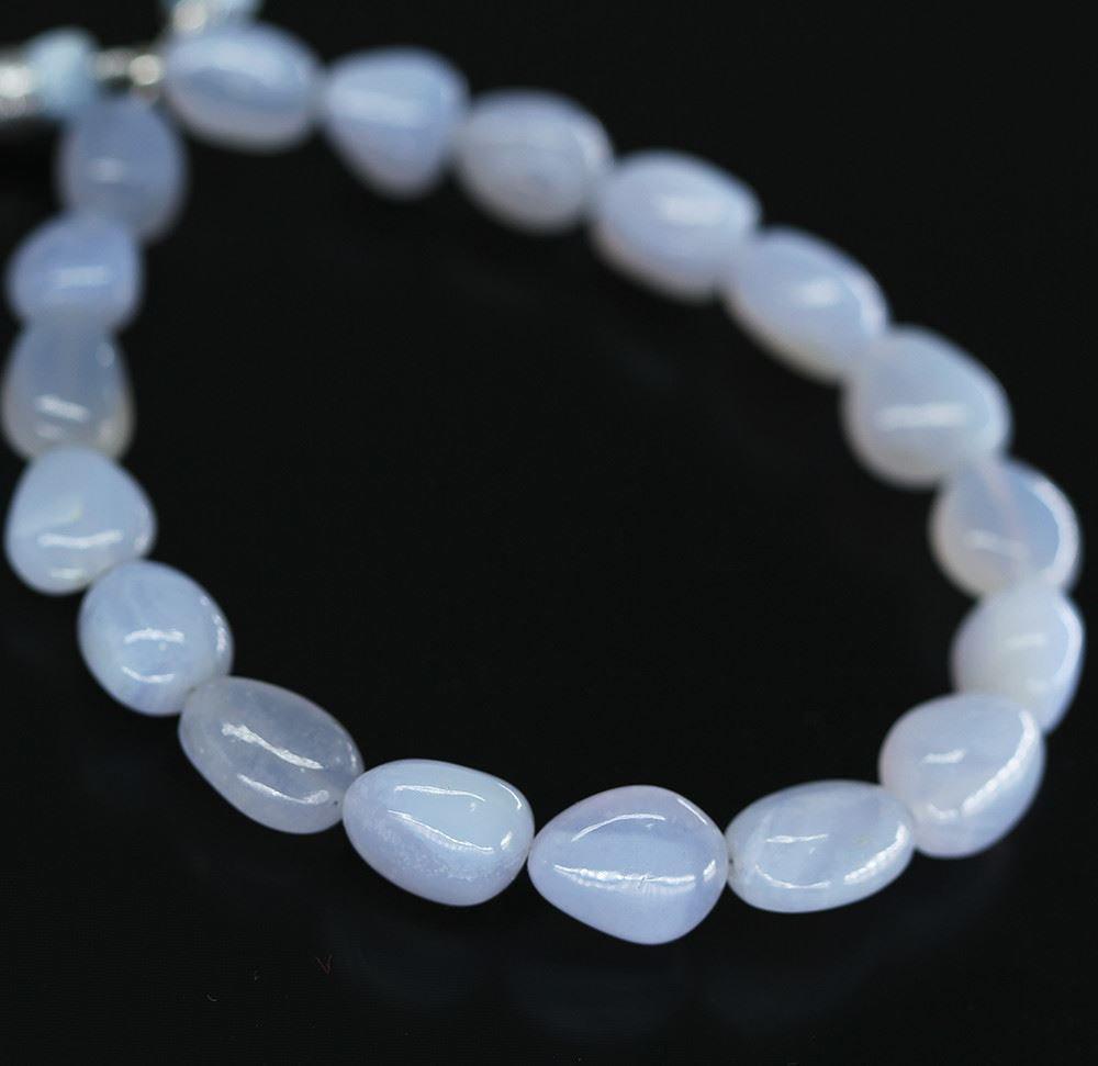 Turk Blue Chalcedony Smooth Tumble Nugget Loose Gemstone Bead 11mm 13mm 4" - Jalvi & Co.