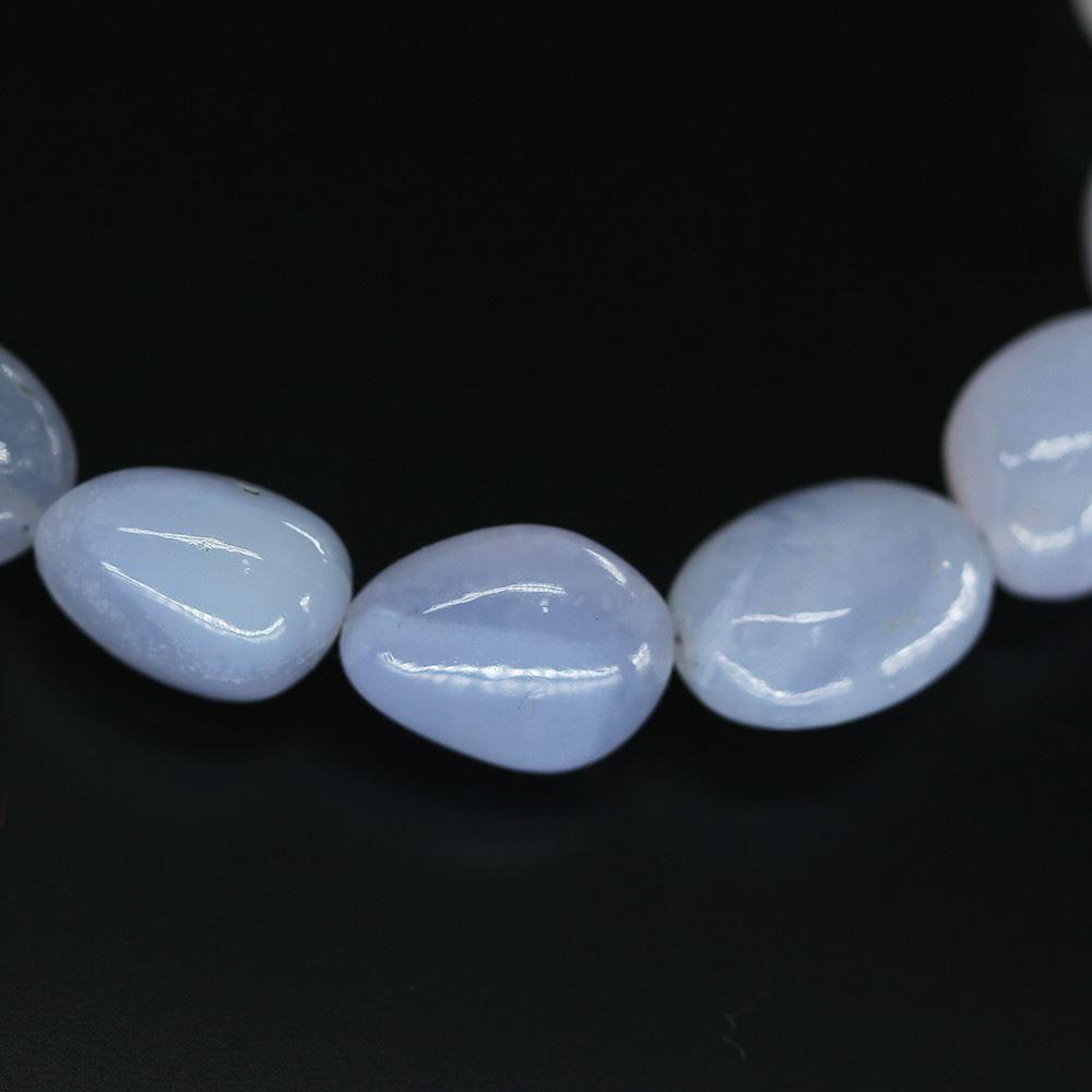 Turk Blue Chalcedony Smooth Tumble Nugget Loose Gemstone Bead 11mm 13mm 4" - Jalvi & Co.