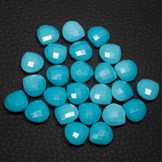 Turquoise Faceted Heart Shape Briolettes, Turquoise Pair, Turquoise 10pc, 12mm - Jalvi & Co.