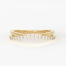 Load image into Gallery viewer, Twist Contour 14k Gold Diamond Wedding Band/ Twisted Band Ring with Diamonds/ Micro Prong Ring with Twisted Gold Band / Minimalist Stacking Ring - Jalvi &amp; Co.