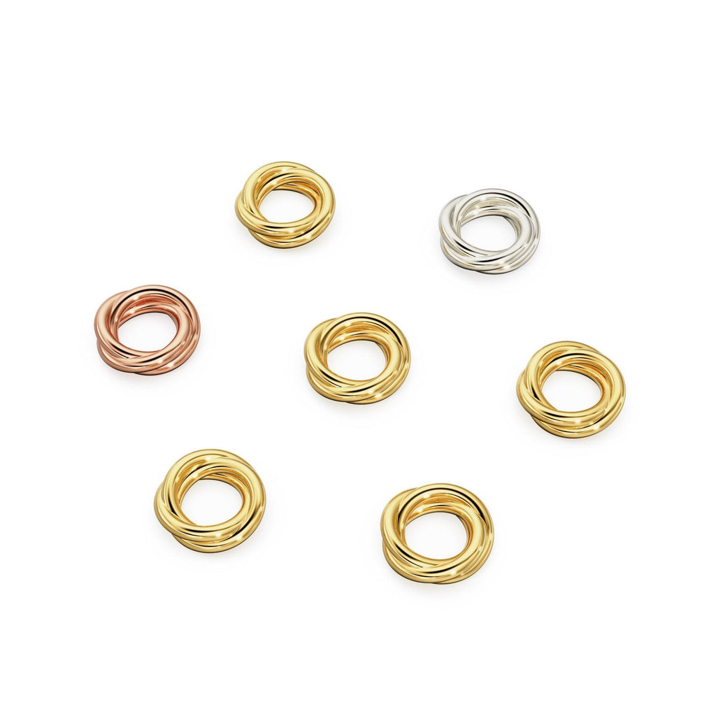 Twisted Circle 14k 18k Solid Gold Jumpring / 10mm Gold Findings / Handmade Interlinked Spacer Beads / Solid Gold Findings - Jalvi & Co.