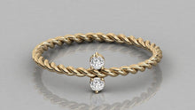 Load image into Gallery viewer, Twisted Rope Band in 14k Gold / Diamond Swirl Ring / Gold Band White Diamond Ring / Stackable Diamond Ring - Jalvi &amp; Co.