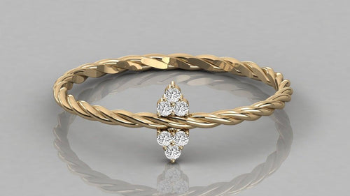 Twisted Rope Ring / Diamond Ring in 14k Gold / Birthday Gift for Her / Rope Gold Diamond Band / Graduation Gift - Jalvi & Co.