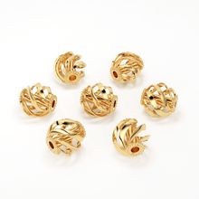 Load image into Gallery viewer, Twisted Spiral Solid Gold 14k 18k Designer Handmade Gold Spacer Bead Jewelry Making Supply 6mm - Jalvi &amp; Co.