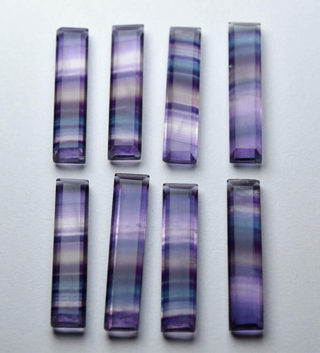 Undrilled 10 Pcs Multi Color Natural Fluorite Faceted Baguettes Shaped, 22-24mm Size, - Jalvi & Co.