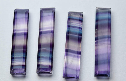 Undrilled 10 Pcs Multi Color Natural Fluorite Faceted Baguettes Shaped, 22-24mm Size, - Jalvi & Co.