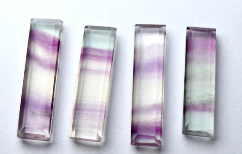 Undrilled 10 Pec.Multi Color Natural Fluorite Faceted Baguettes Shaped, 20-22mm Size, - Jalvi & Co.
