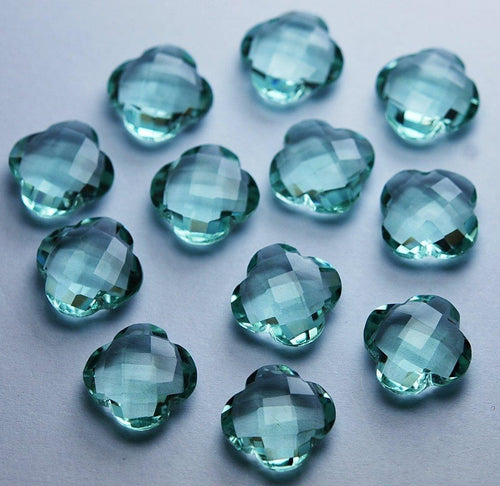 Undrilled, 5 Matched Pairs Green Amethyst Quartz Faceted Fancy Cushion Shape Briolette's, 14mm - Jalvi & Co.