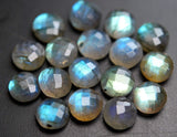 Undrillrd 10 Pcs,Labradorite Faceted Coins Shape, 12mm Size