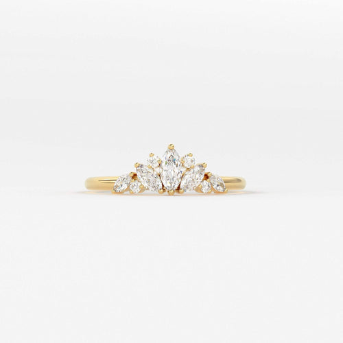 Unique Artdeco Ring / Marquise Diamond Engagement Ring / All Diamond Cluster / Cluster Engagement / Ice Berg Ring / Multi Stone Ring - Jalvi & Co.