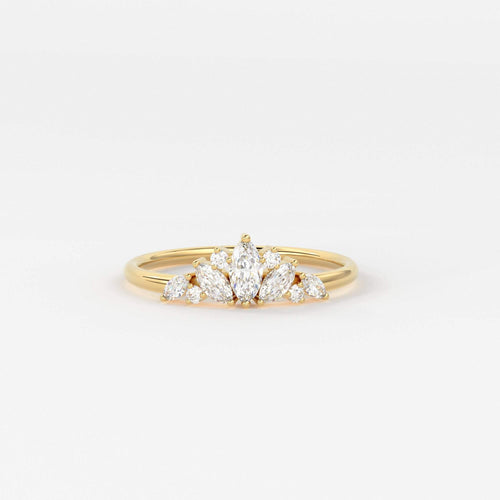 Unique Artdeco Ring / Marquise Diamond Engagement Ring / All Diamond Cluster / Cluster Engagement / Ice Berg Ring / Multi Stone Ring - Jalvi & Co.