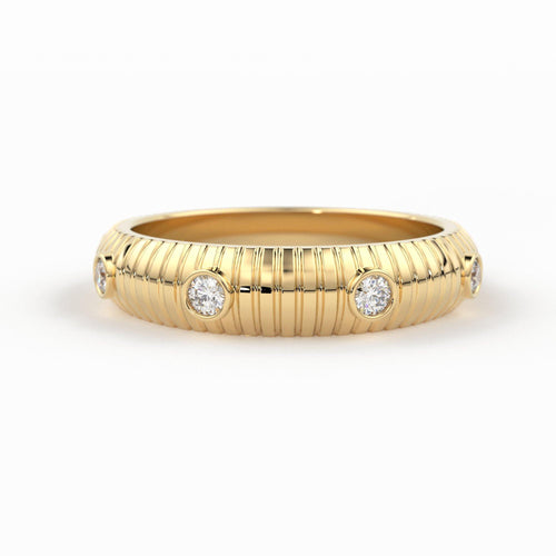 Unisex Diamond Ring / 14k Bezel Diamond Ring / Thick Stacking Diamond Ring / Bold Diamond Ring / Promise Ring / Birthday Gift / Gold Ring - Jalvi & Co.