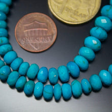 Load image into Gallery viewer, Untreated Arizona Sleeping Beauty Turquoise Rondelle Faceted Beads 18&quot; 5mm 9mm - Jalvi &amp; Co.