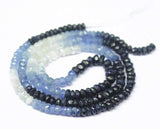 Untreated Blue Sapphire Shaded Faceted Rondelle Beads Strand 16