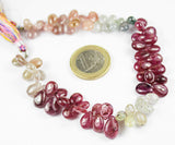 Untreated Multi Sapphire Smooth Loose Pear Drop Gemstone Beads 8