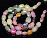 Untreated Multi Sapphire Smooth Tumble Loose Gemstone Beads Strand 8mm 16mm 18