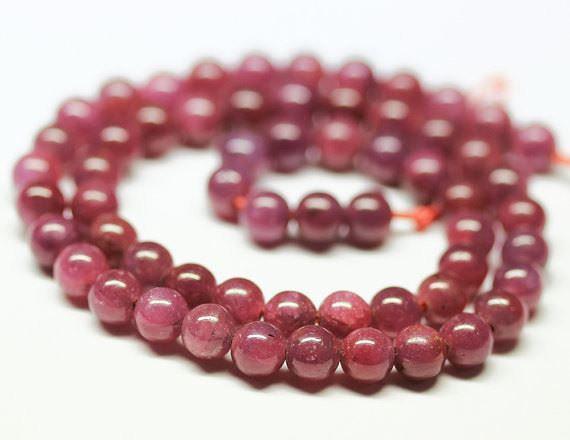 Untreated Natural Africa Red Ruby Smooth Round Gemstone Spacer Beads 7mm 15" - Jalvi & Co.