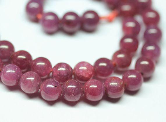 Untreated Natural Africa Red Ruby Smooth Round Gemstone Spacer Beads 7mm 15" - Jalvi & Co.