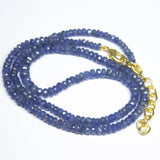 Untreated Unheated Blue Sapphire Faceted Rondelle Beads Necklace 3mm 4.5mm 19inches