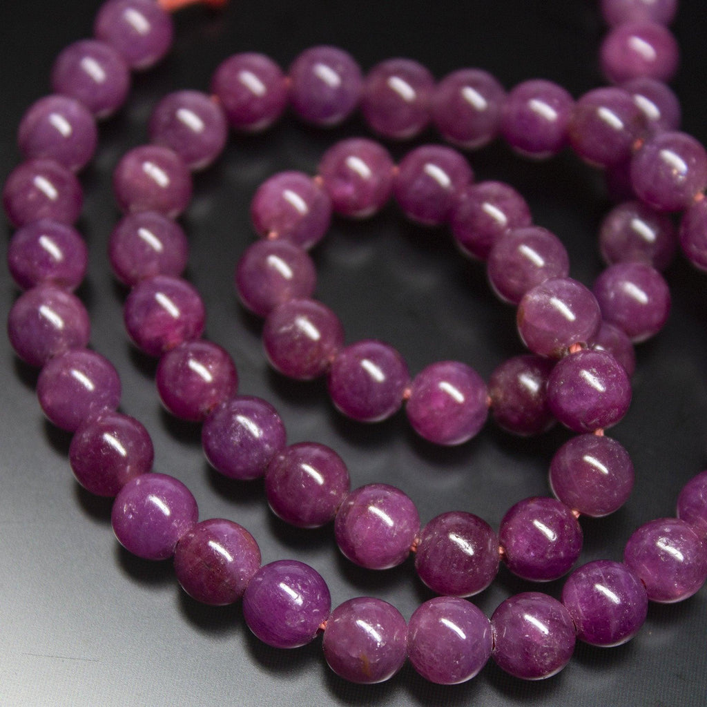 Untreated Unheated Natural Red Ruby Smooth Plain Round Loose Gemstone Beads, Ruby Beads, Natural Plain Beads, Ruby Gemstone, 16 inches, 7mm - Jalvi & Co.