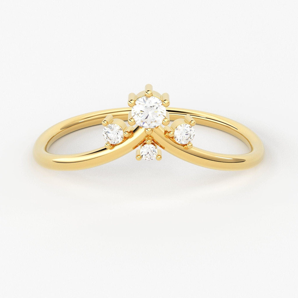 V Ring with Round Diamond in 14k Gold / Diamond V Ring / Chevron Ring / Midi V Diamond Ring / Minimal Diamond Ring / Memorial Day Sale - Jalvi & Co.