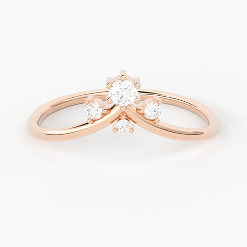 V Ring with Round Diamond in 14k Gold / Diamond V Ring / Chevron Ring / Midi V Diamond Ring / Minimal Diamond Ring / Memorial Day Sale - Jalvi & Co.