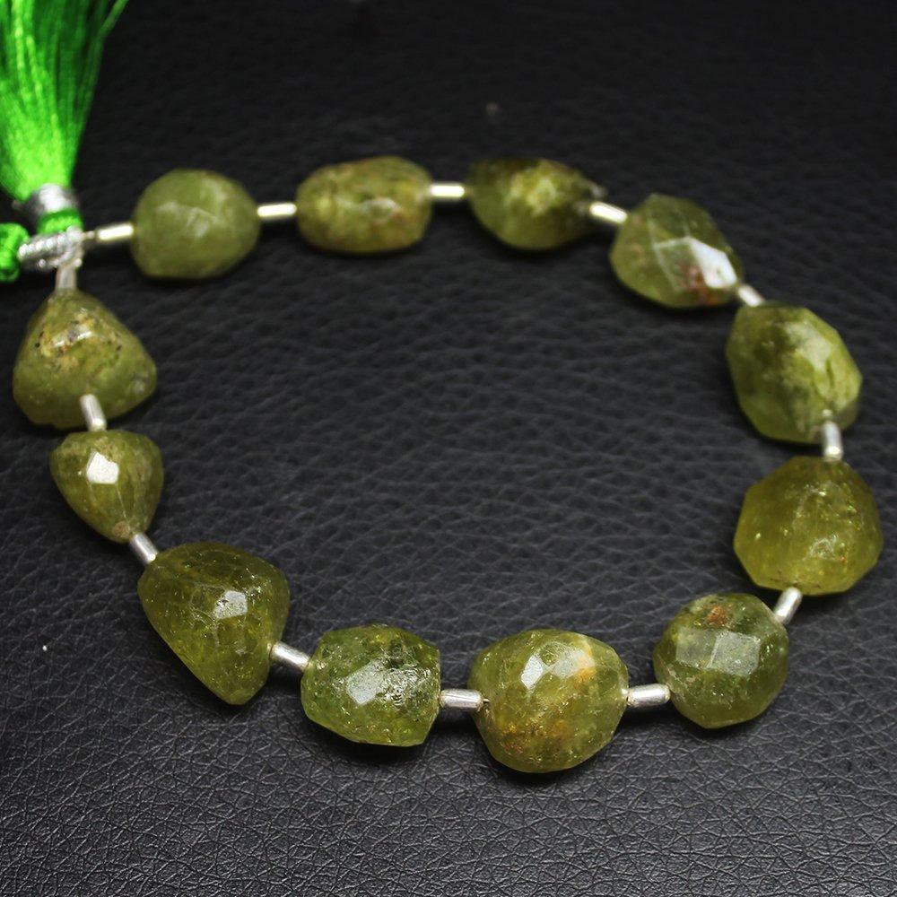 Vessonite Green Garnet Natural Faceted Tumble Loose Beads Strand 8" 13mm 15mm - Jalvi & Co.