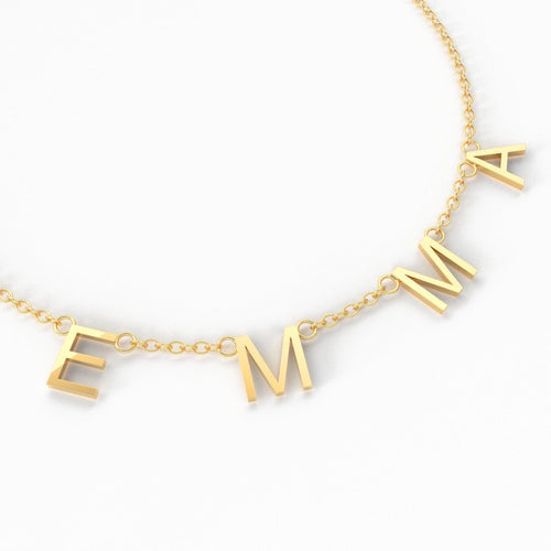 VOTE Necklace / Letter Necklace / Name Initial Necklace / Personalized Name Jewelry / Spaced Letter Necklace / Monogram Necklace / Gift - Jalvi & Co.